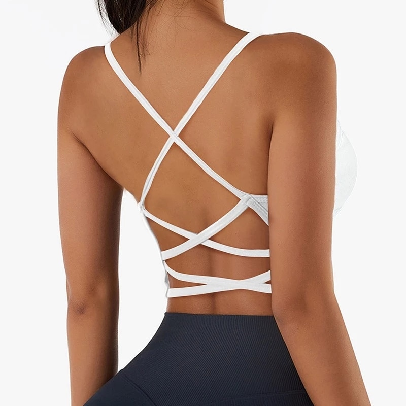 Sports Bra Racerback - Women Cross Strap Sports Bra Top