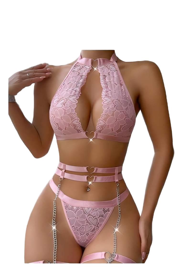 Sexy Lingerie Set Push Up Lace - Plunge Bra Push Up ulasan dan harga