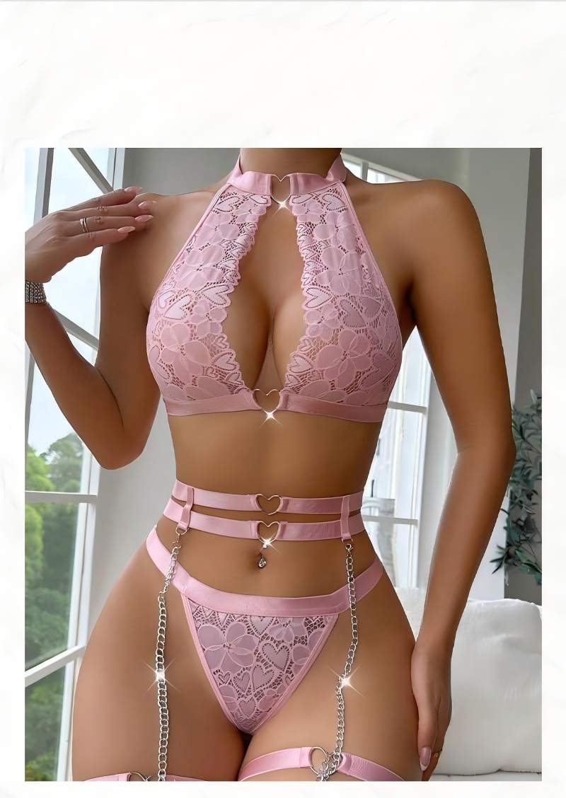 Sexy Lingerie Set Push Up Lace - Plunge Bra Push Up ulasan dan harga