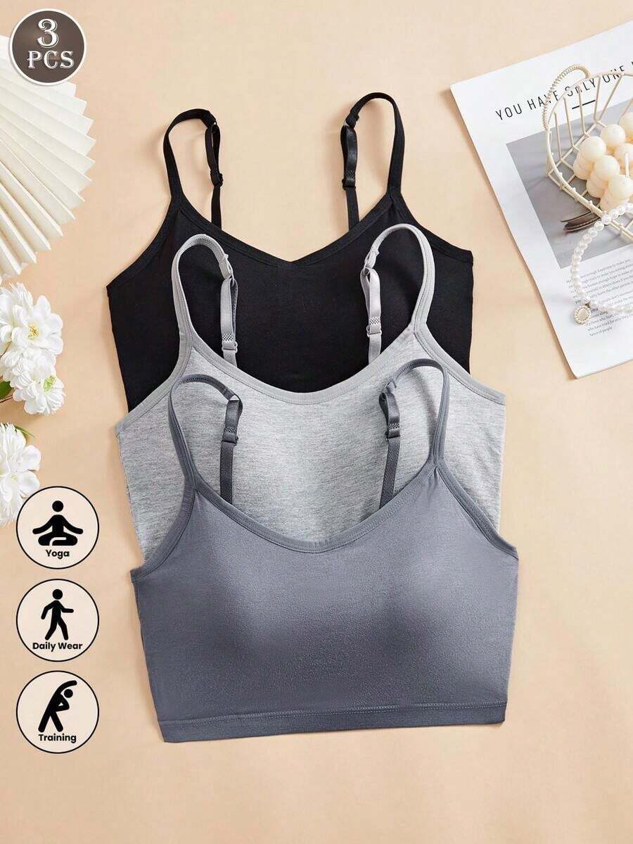 3pcs/Set Women's Solid Color A - Wirefree Bra Comfort ulasan dan harga
