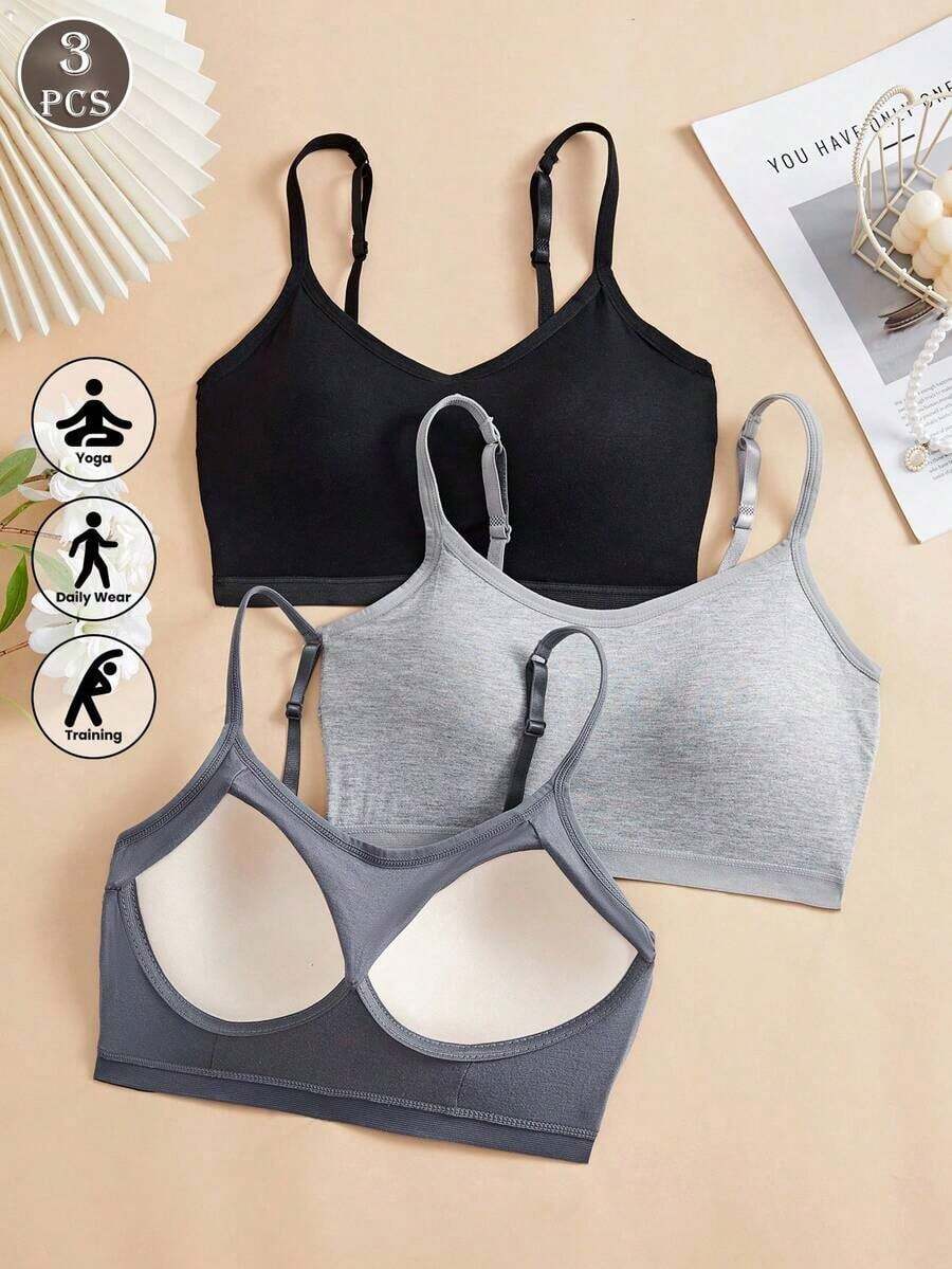3pcs/Set Women's Solid Color A - Wirefree Bra Comfort ulasan dan harga
