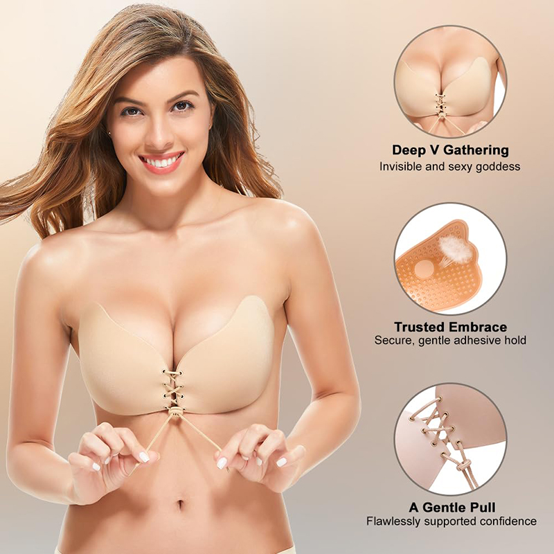 1/2 Pairs Women Summer Backles - Plunge Bra Push Up ulasan dan harga