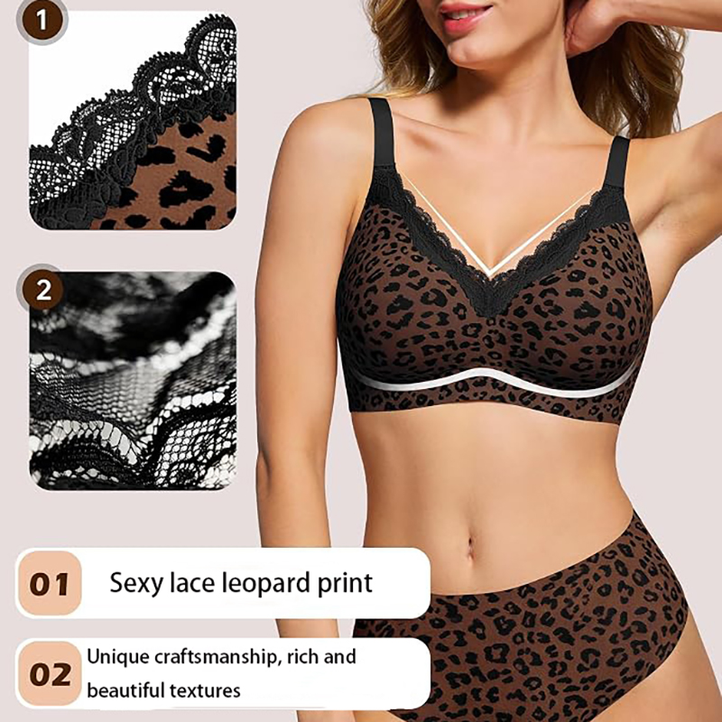 Pink Leopard Print Lace Wire-F - Wirefree Bra Comfort ulasan dan harga
